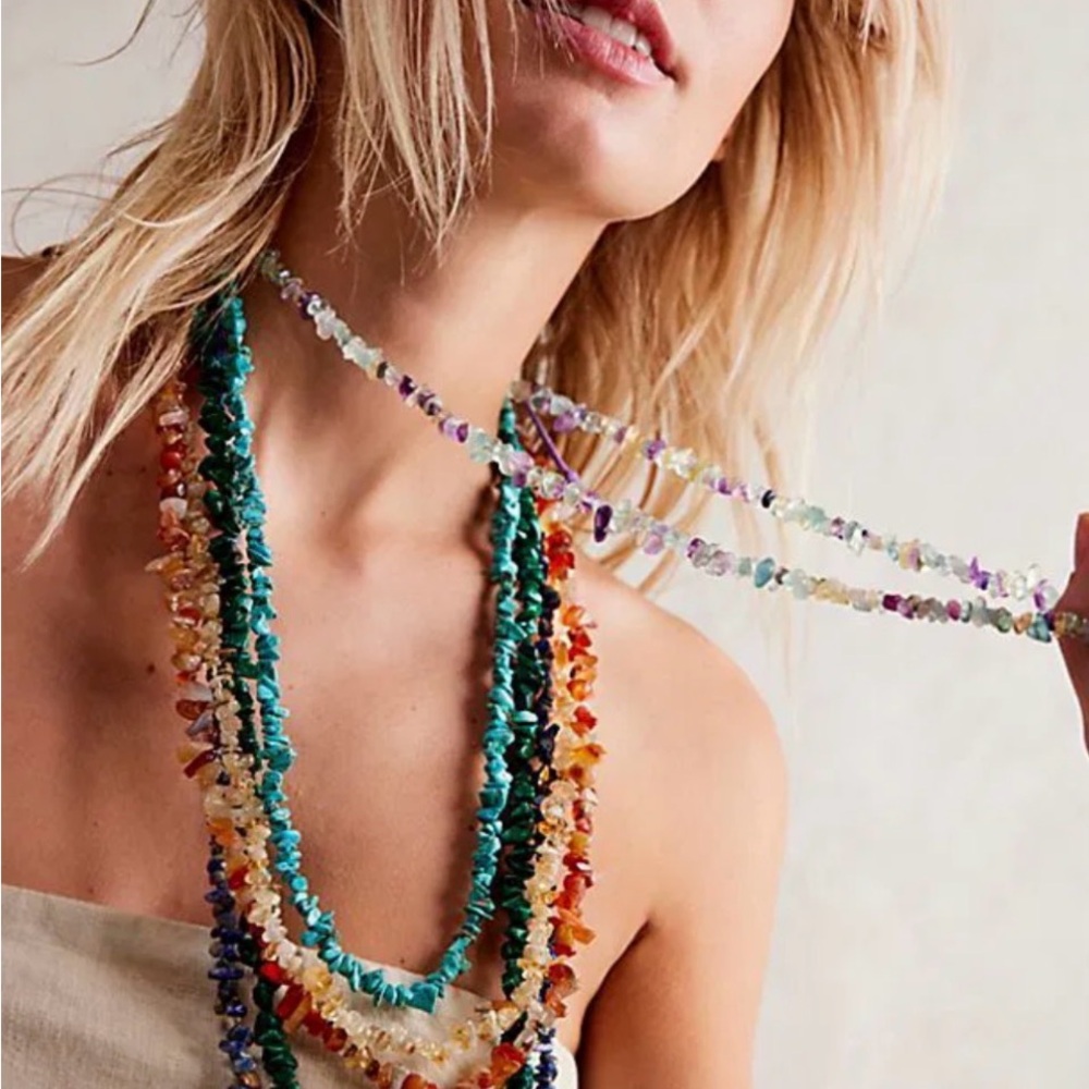 Free People Single Strand Multicolor Necklace NWT